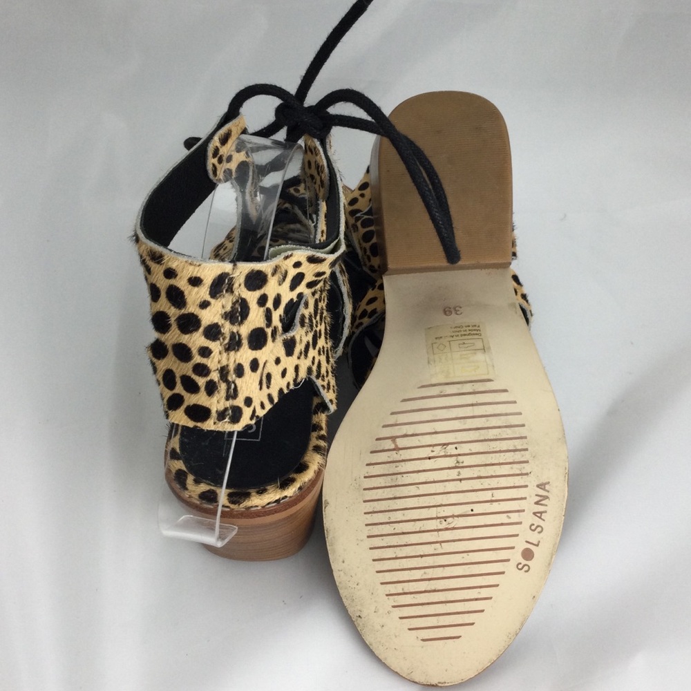 Sol Sana Rudey Cheetah Lace Up Sandals Tan/Black - Picture 7 of 7